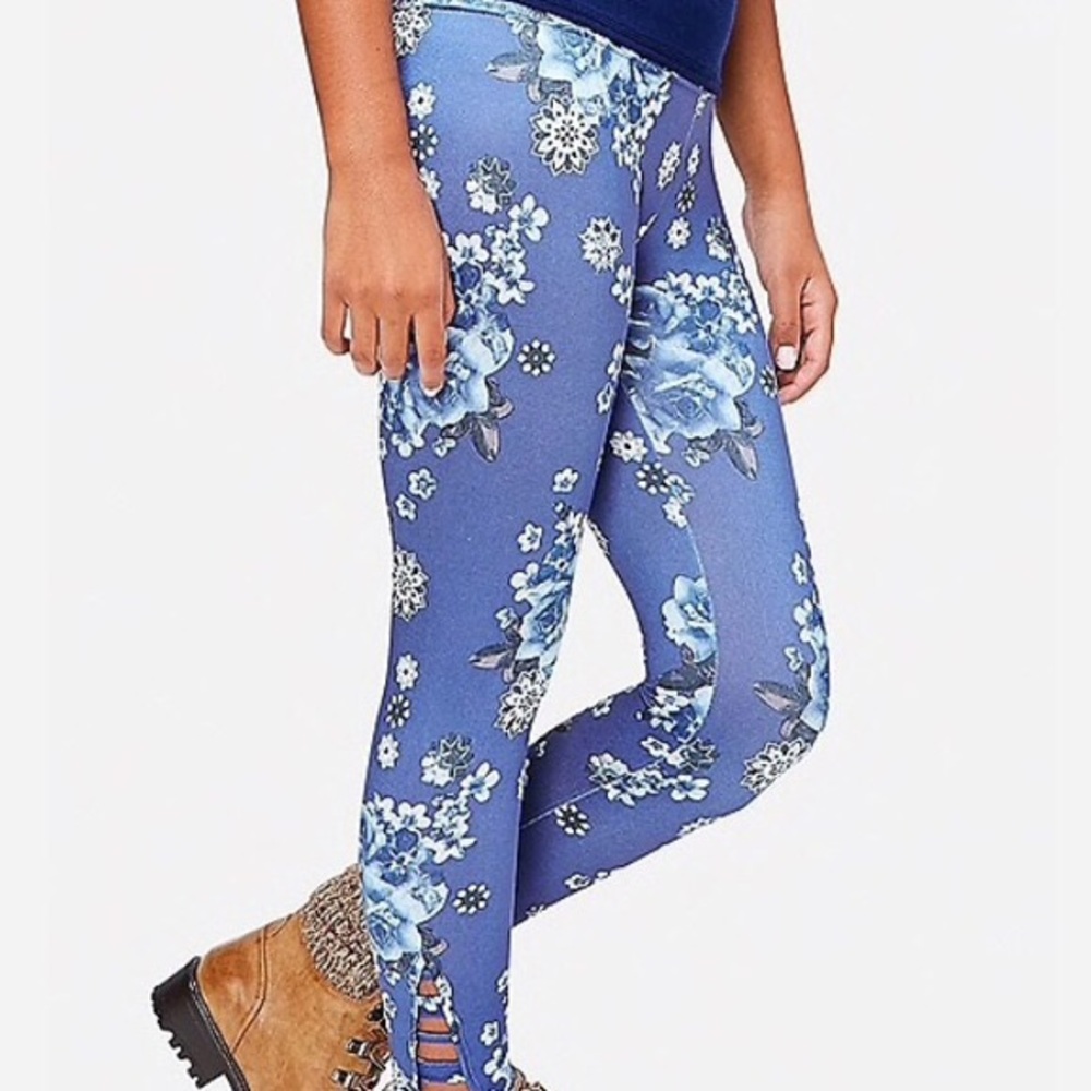Justice blue floral leggings